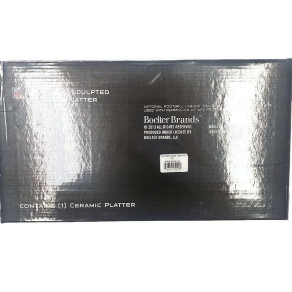 New York Jets Game Time Sculpted Ceramic Serving Platter Green White 15" x 8" - Picture 3 of 4